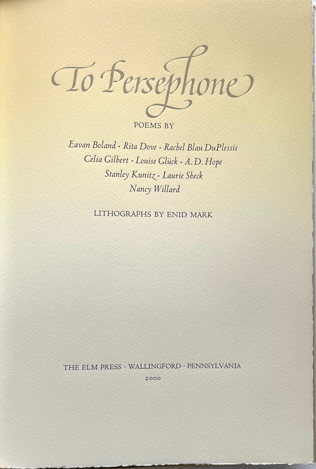 Item #18765 To Persephone. ELM Press.