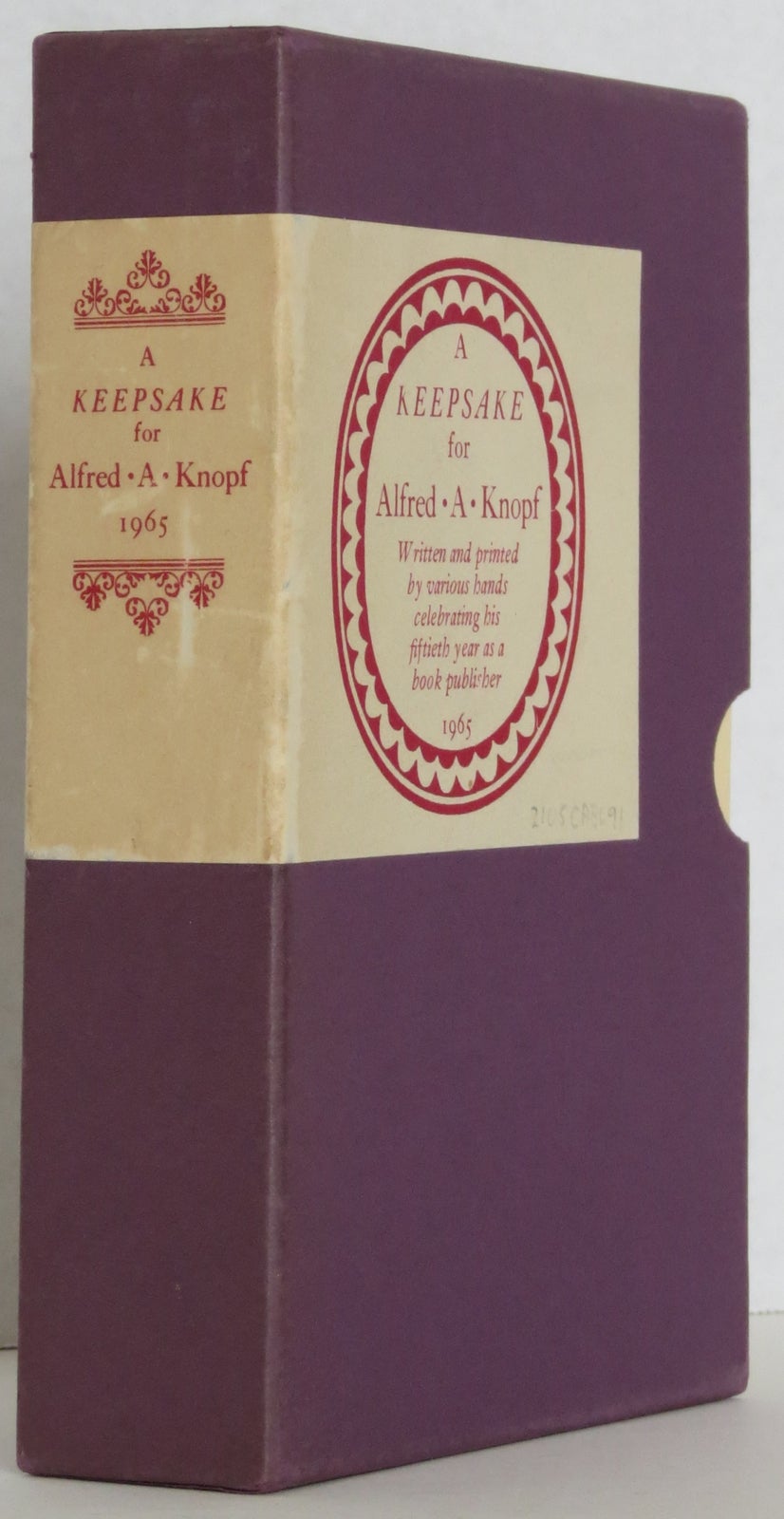 Item #68 A Keepsake for Alfred A. Knopf, Charles Antin, compiler.