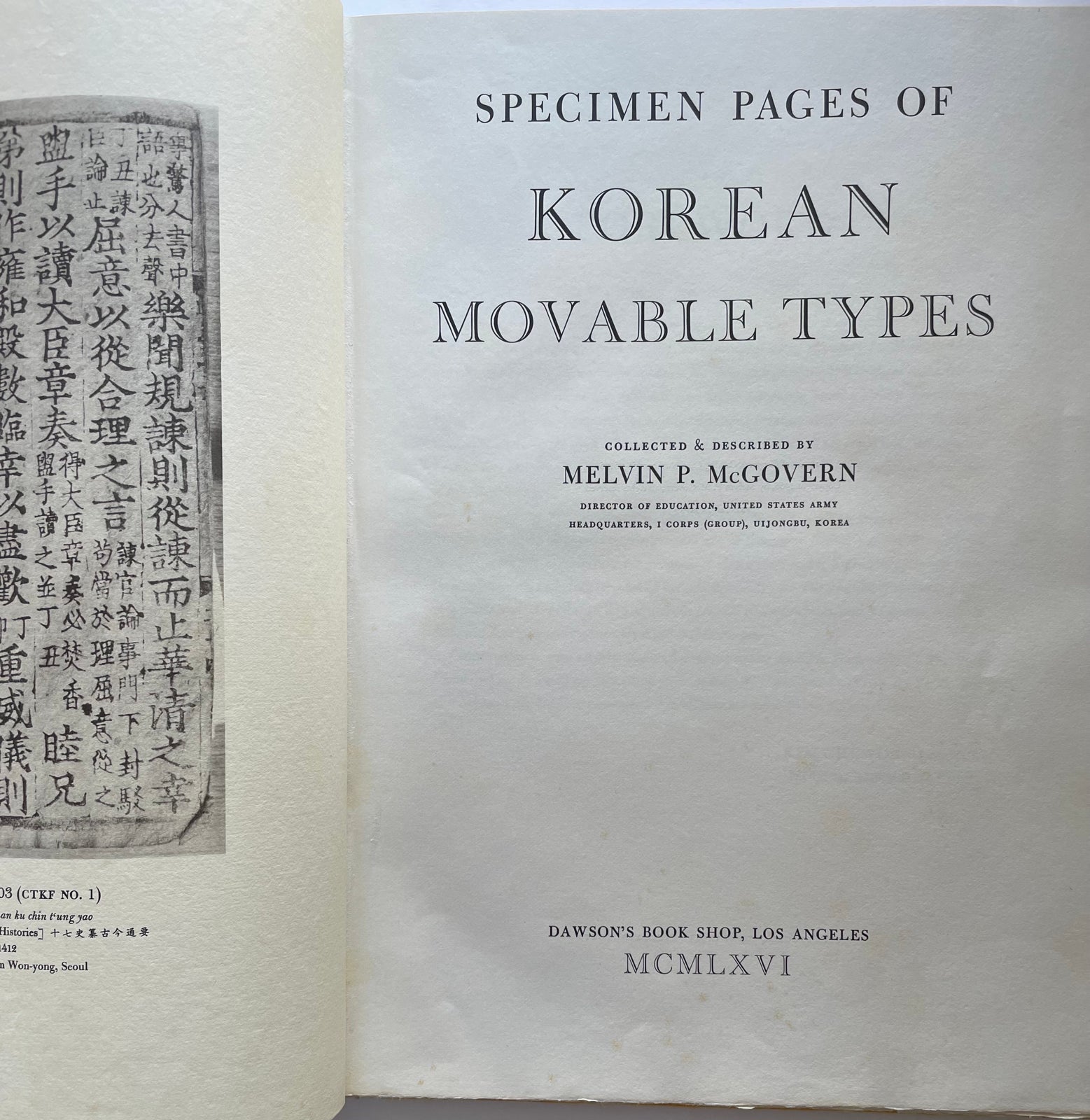 Specimen Pages of Korean Moveable Types.