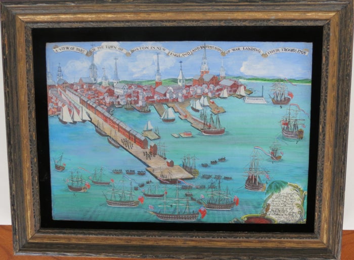 A View of Part of the Town of Boston in New England and British Ships of War Landing their Troops! 1768.
