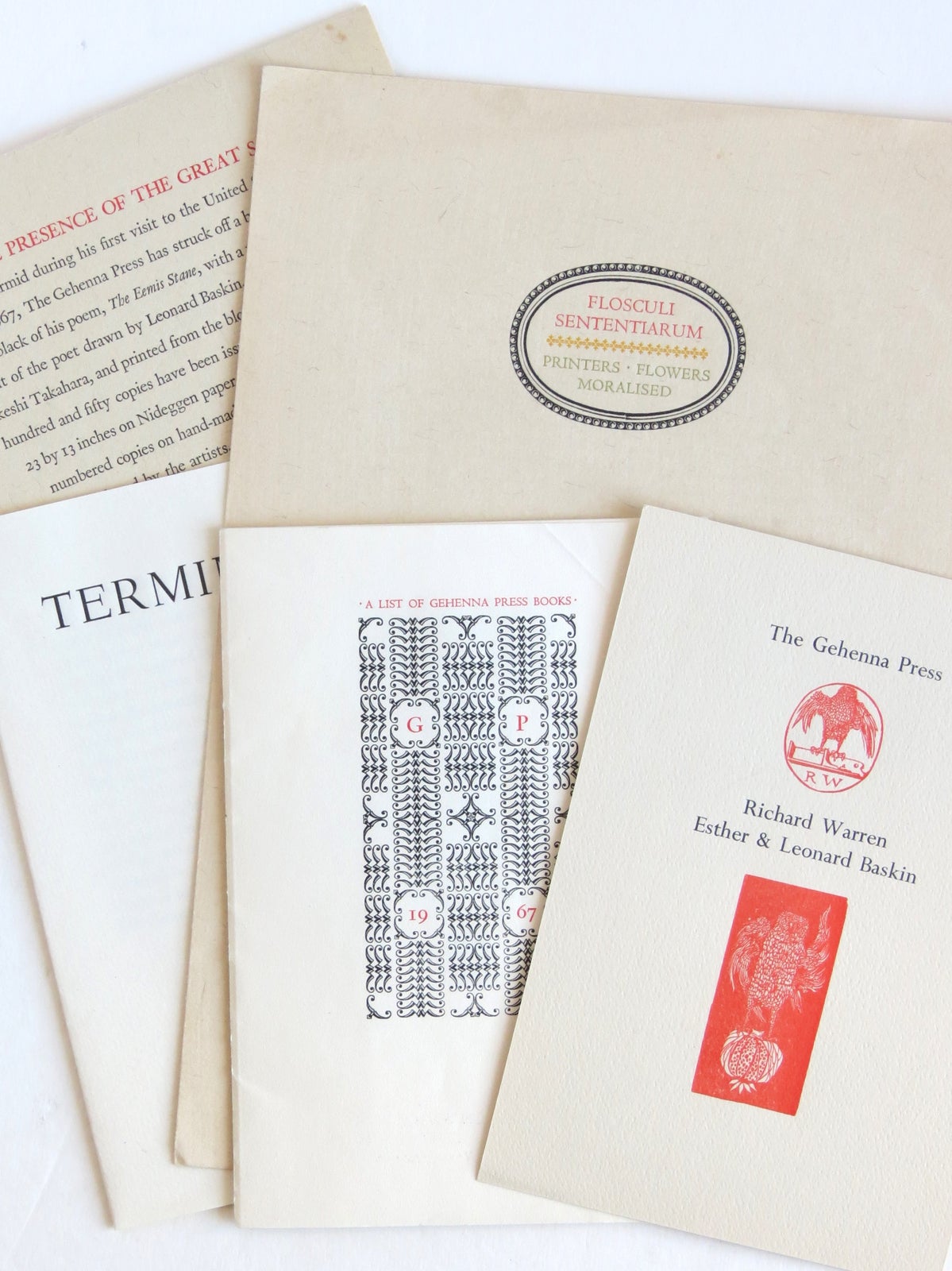 Ephemera--19 pieces: 4 catalogues, 11 prospectuses, & one very early announcement.