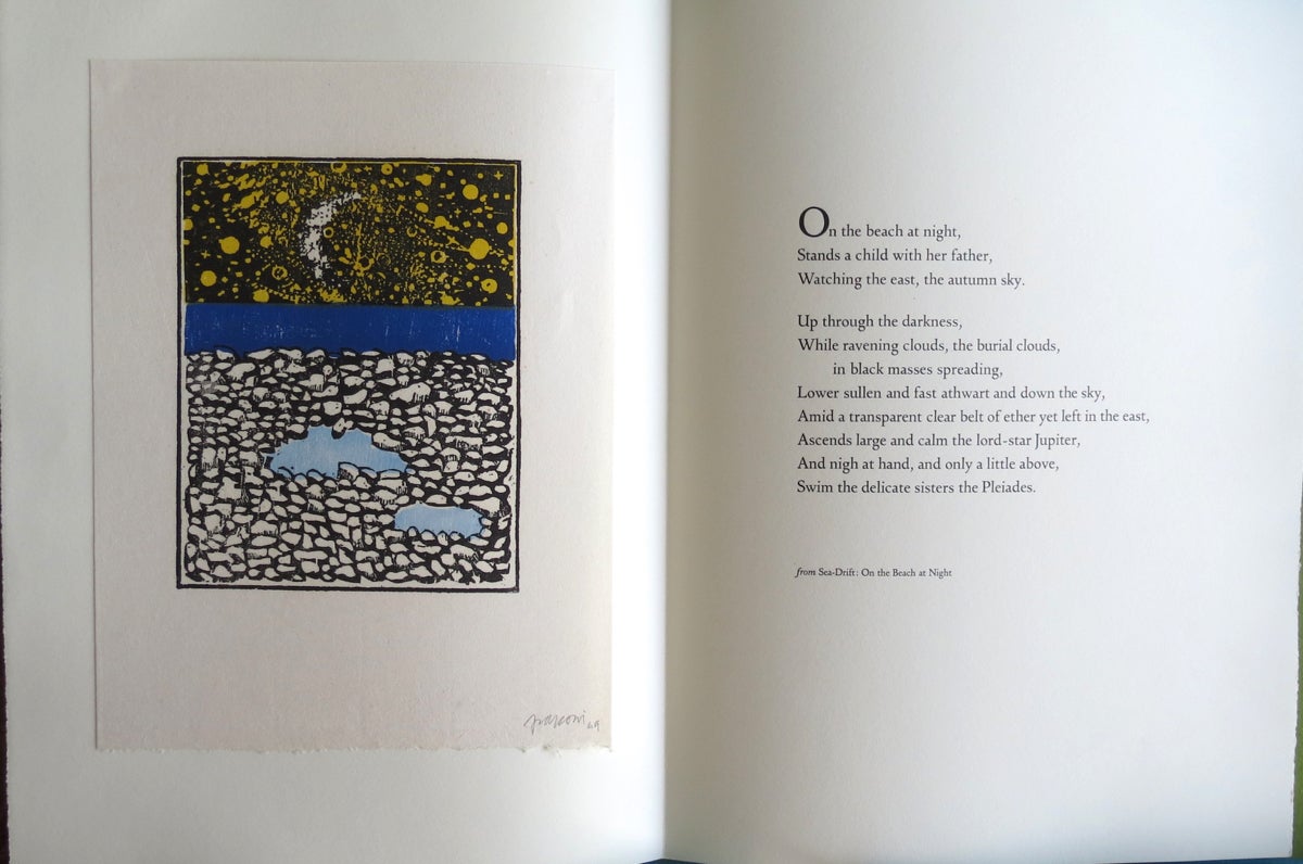 Lines from Walt Whitman: Overhead the Sun. Woodcuts by Antonio Frasconi.