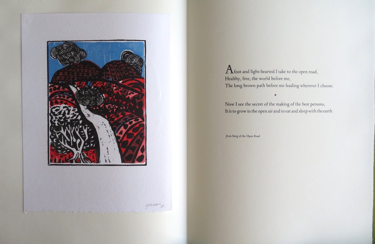 Lines from Walt Whitman: Overhead the Sun. Woodcuts by Antonio Frasconi.